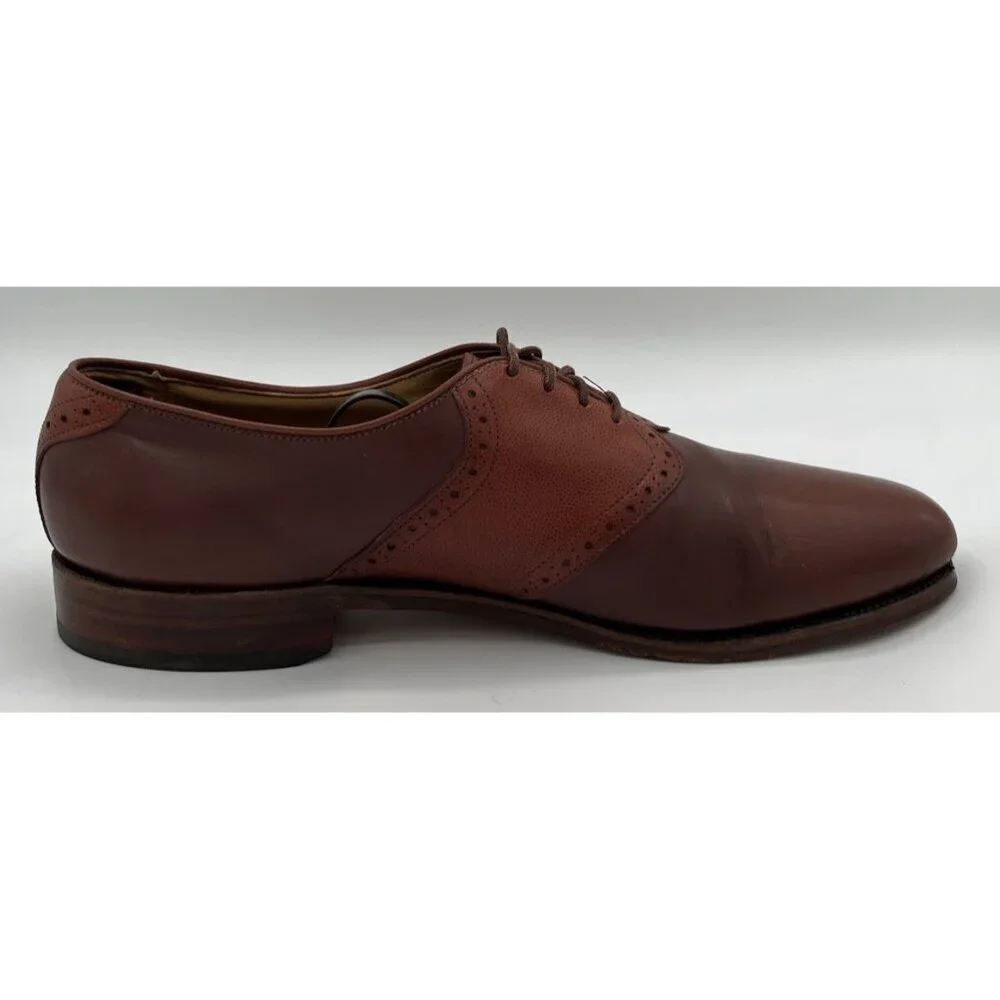 Allen Edmonds Monte Carlo Size 9AA Brown Leather & Snakeskin Derby Dress Shoes